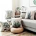 YeeJu Set of 4 Green Plant Throw Pillow Covers Decorative Cotton Linen Square Outdoor Cushion Cover Sofa Home Pillow Covers 16x16 Inch