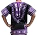 RaanPahMuang Brand Unisex Bright African Black Dashiki Cotton Shirt, 3X-Large, Violet/Black