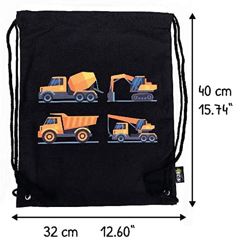 HECKBO kids construction cars gym drawstring bag, 40x32cm, 12.6" x 15.8", Lightweight string bag - Image 3