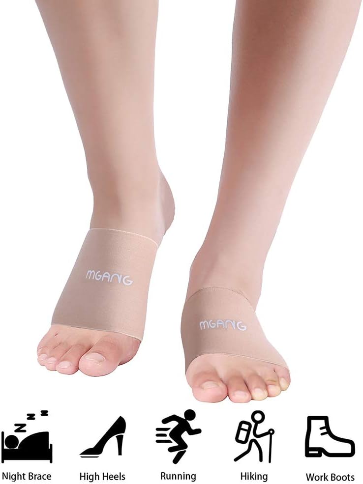 MGANG Compression Arch Sleeves, Lastest Upgraded, Perfect with Plantar Fasciitis Socks, Arch Support Brace for Women Men, Pain Relief, Heel Spurs, Flat Arches, Daily Wear, 1 Pair Beige M: Health & Personal Care
