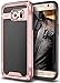 Galaxy S7 Edge Case, E LV Galaxy S7 Edge - Hybrid [Scratch/Dust Proof] Armor Defender Slim Shock-Absorption Bumper Case for Samsung Galaxy S7 Edge - [Black/Rose Gold]
