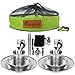 Bisgear 13-34pcs Stainless Steel Tableware Mess Kit Includes Plate Bowl Cup Spoon Fork Knife Chopsticks Carabiner Wine Opener Dishcloth & Mesh Travel Bag for Backpacking & Camping