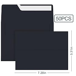50 Pack 5x7 Envelopes, A7 Navy Blue Envelopes Self