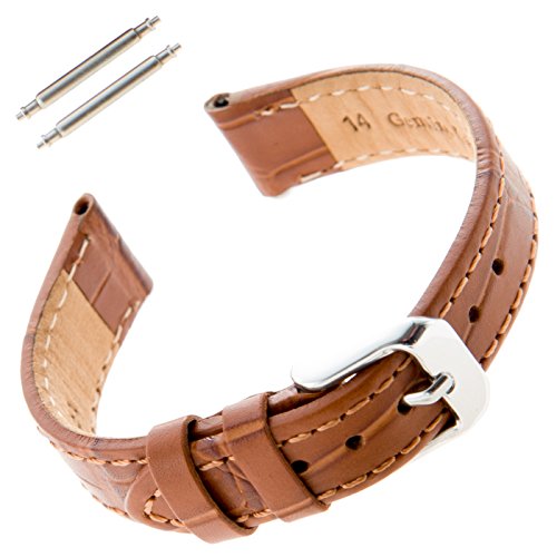 Gilden Ladies 12-14mm Gator Grain Watch Strap F30XL-1312 (12 Millimeter end Width, Extra Long, Brown)