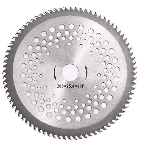 BlueCatELE 8 Inch 80T Carbide Tip Blade with Washer Adapter Brush Cutter Trimmer Weed Eater Blade