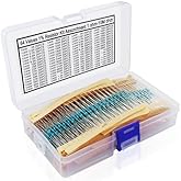 1280 Pieces 64 Values Resistor Kit, 1% Assorted Resistors 1 Ohm-10M Ohm 1/4W Metal Film Resistors Assortment with Storage Box