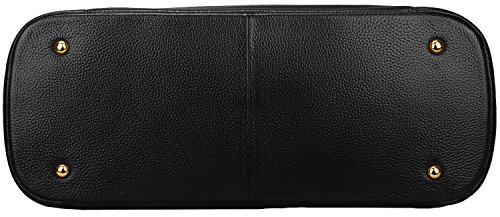 BIG SALE-AINIMOER Women's Large Genuine Leather Vintage Shoulder Handbags Ladies Top-handle Purse Cross Body Bag(Black)