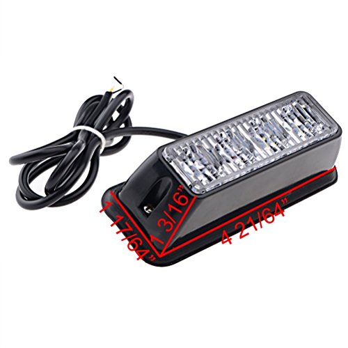 Favson 4 LED Strobe Lights for Trucks Cars Van with High Intensity White&Yellow Emergency Flasher(2 pcs) - Thumbnail 3