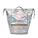 CYBERNOVA fashion laser PU leather backpack holographic rucksack bling glitter casual daypack, laptop bag, shoulder school bookbag handbag (silver)