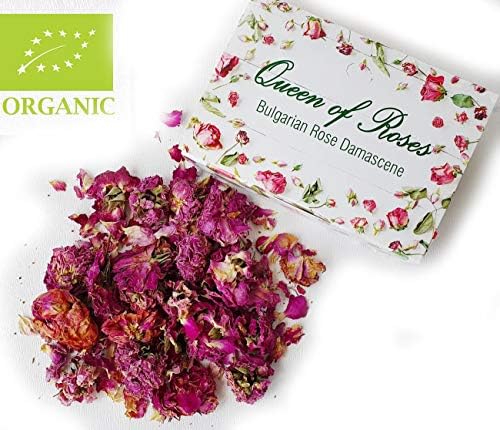 Organic Dried Bulgarian Rose Damascene Flowers Petals. Edible. Great for Tea, jams, Gourmet Dishes, Drinks (100g)