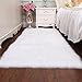 junovo Luxury Fluffy Area Rugs Furry Rug for Bedroom Faux Fur Sheepskin Nursery Rugs Fur Carpet for Kids Room Living Room Home Decor Floor Mat, Rectangle 3ft x 5ft White