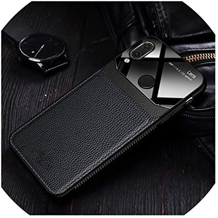 Phone Case Case for Xiaomi Redmi Note 7 Pro Note7 On Leather Mirror Glass Silicone Shockproof Phone Luxury Soft Cute Case for Redmi Note 7 Pro,Black