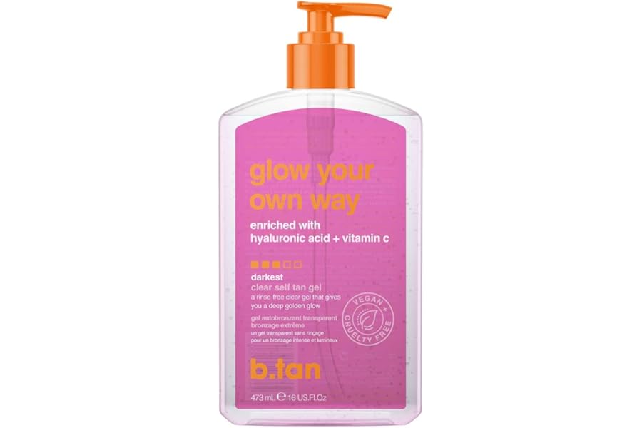 b.tan Clear Self Tan Gel | Glow Your Own Way – Best Transfer-Resistant, Quick, Self Tanning Gel, Vegan, Cruelty Free Self Tanner, 16 Fl Oz