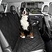 Dog Car Seat Cover - Black Waterproof Non Slip Padded Quilted Protector with Seat Anchors and Heat Straps