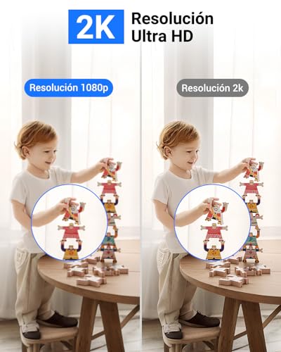 E T EASYTAO TV-628 Cámara de Seguridad Interior, 2K 3MP Cámara Alexa WiFi, iCSee O Tris Home App, Audio Bidireccional, Control Remoto, Detección de Movimiento, Visión Nocturna,Compatible con Alexa