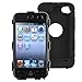 Black Hard/Black Skin Hybrid Case Cover Compatible with Apple iPod Touch 4G, 4th Generation, 4th Gen 8GB / 32GB / 64GB