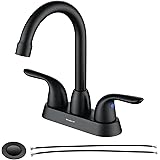 Matte Black Bathroom Faucet Two Handle,4 Inch 2 Handle Centerset Bathroom Sink Faucet with Pop-up Drain and UPC Certified Sup