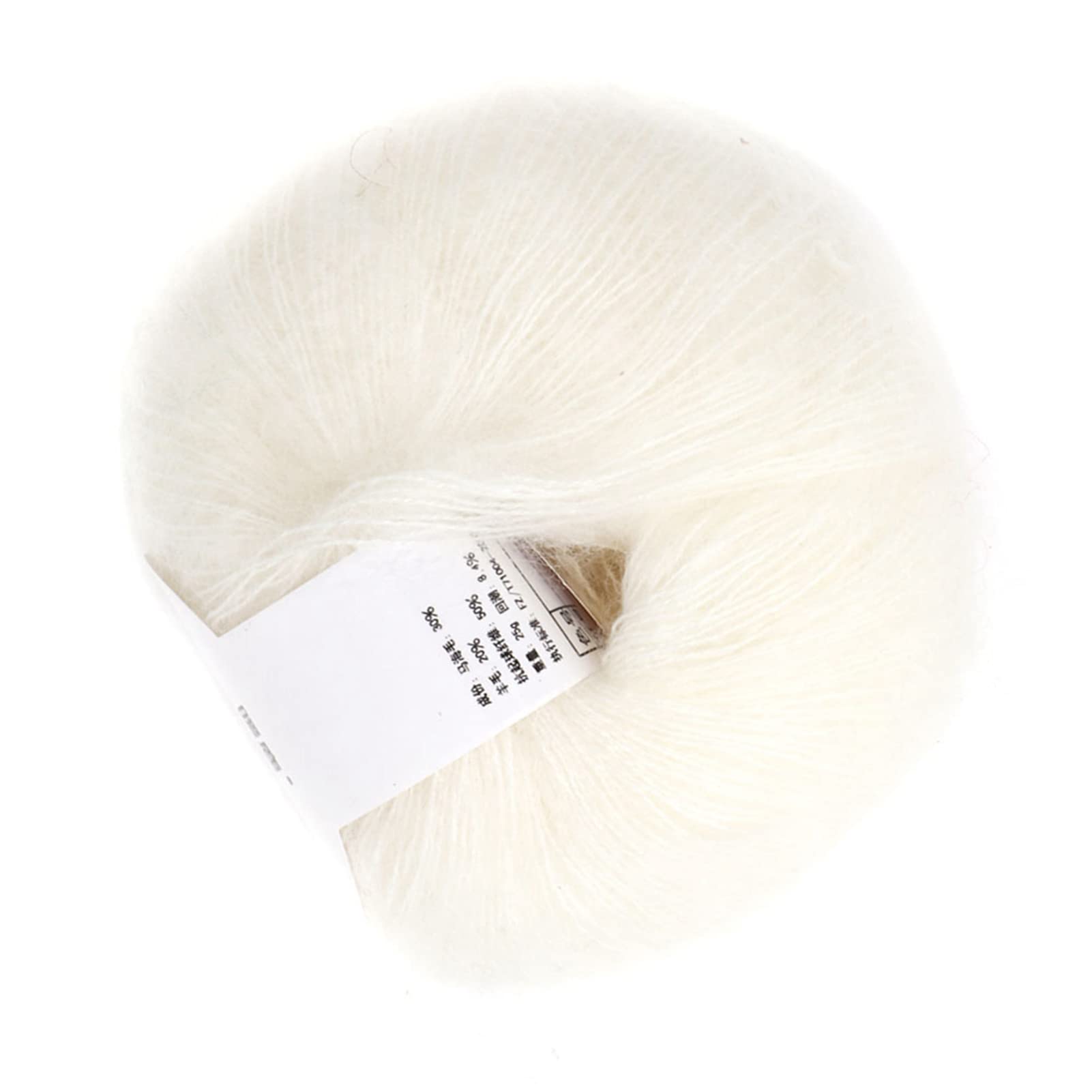 Soft Mohair Wool Knitting Yarn Long Warm Angora Wool Yarn with Crochet for Knitting Scarves Sweater Crafts(01 White)