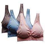 Vogue of Eden Women's Wire-Free Padded Sports Bra (Pack of 3)