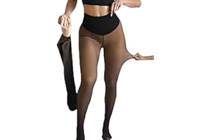 New Compression Band & One Seam Option, Plus-Size Fleece Lined Leggings Translucent Warm Shaping Snatch Waist