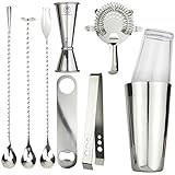 Prince of Scots Professional Series 9 Piece Boston Style Cocktail Shaker ~ Silver