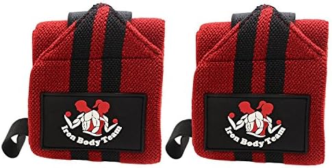 Weight Lifting Wrist Wraps (Pair) with Thumb Loops, Support Brace for Powerlifting, Bodybuilding, Weight Lifting &amp; Crossfit, Adjustable Gym Wrist Straps for Men &amp; Women (red)