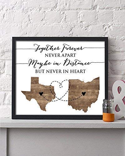Two State Paper Art Print | Personalized Grandparent Sign | Long Distance Gift | Two State Map | Grandparent Gift | Grandparent Poster | Going Away Gift