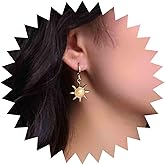 Iaceble Boho Opal Sun Hoop Earrings Gold Sun Drop Huggie Earrings Opal Stone Dangle Earrings Vintage Sunburst Earrings Jewelry for Women