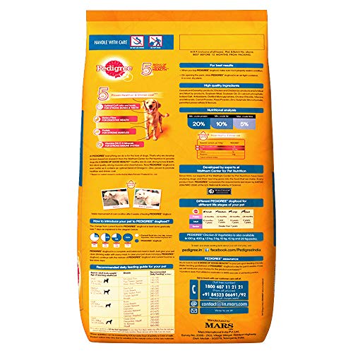 Pedigree Adult Dry Dog Food, Chicken & Vegetables, 10kg Pack Dogz.in