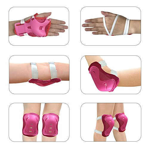 Wrist Elbow Knee Pads,Greentest 6 Pack Protetive Gear Pads Safety Gear Pads for Scooter Riding,Cycling and Skateboarding for Children Aged 5-18 years old - Thumbnail 3