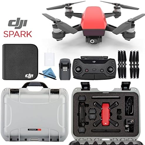 DJI Spark + Custom Nanuk Waterproof Travel Case - Lava Red - Silver Case