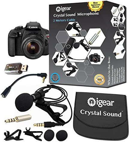 Premium 2 Meters Extra Long Cable #1 Best Lavalier Lapel Omnidirectional Condenser Microphone for Youtube, DSLR Cameras, Voice Recorders &amp; Interviews. Tiny iPhone Microphone.