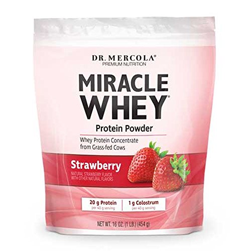 Dr. Mercola Miracle Whey Concentrate Protein Powder â€“ Strawberry Flavor â€“ Lean Muscle Growth, Immune Support â€“ Colostrum, Sunflower Lecithin, MCT, Beta Glucan, Amino Acid: Cysteine, Glycine, Glutamate