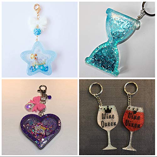 UV Resin Molds LET'S RESIN Kawaii Resin Shaker Mold, Crystal Silicone Molds, Epoxy Resin Molds with Square, Heart, Star, Hourglass, Seashell, Wine Glass, Perfume Bottle, Beaker Glass molds