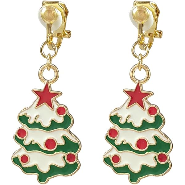 JeryWe Christmas Clip-On Earrings Set – 16 Pairs Non-Piercing Dangle Earrings (Santa, Tree, Snowman) - View #3