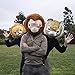 Plush Animal Head Mask Costume | Fun Furry Mascot Head with Mouth Opening (Lion) Gold