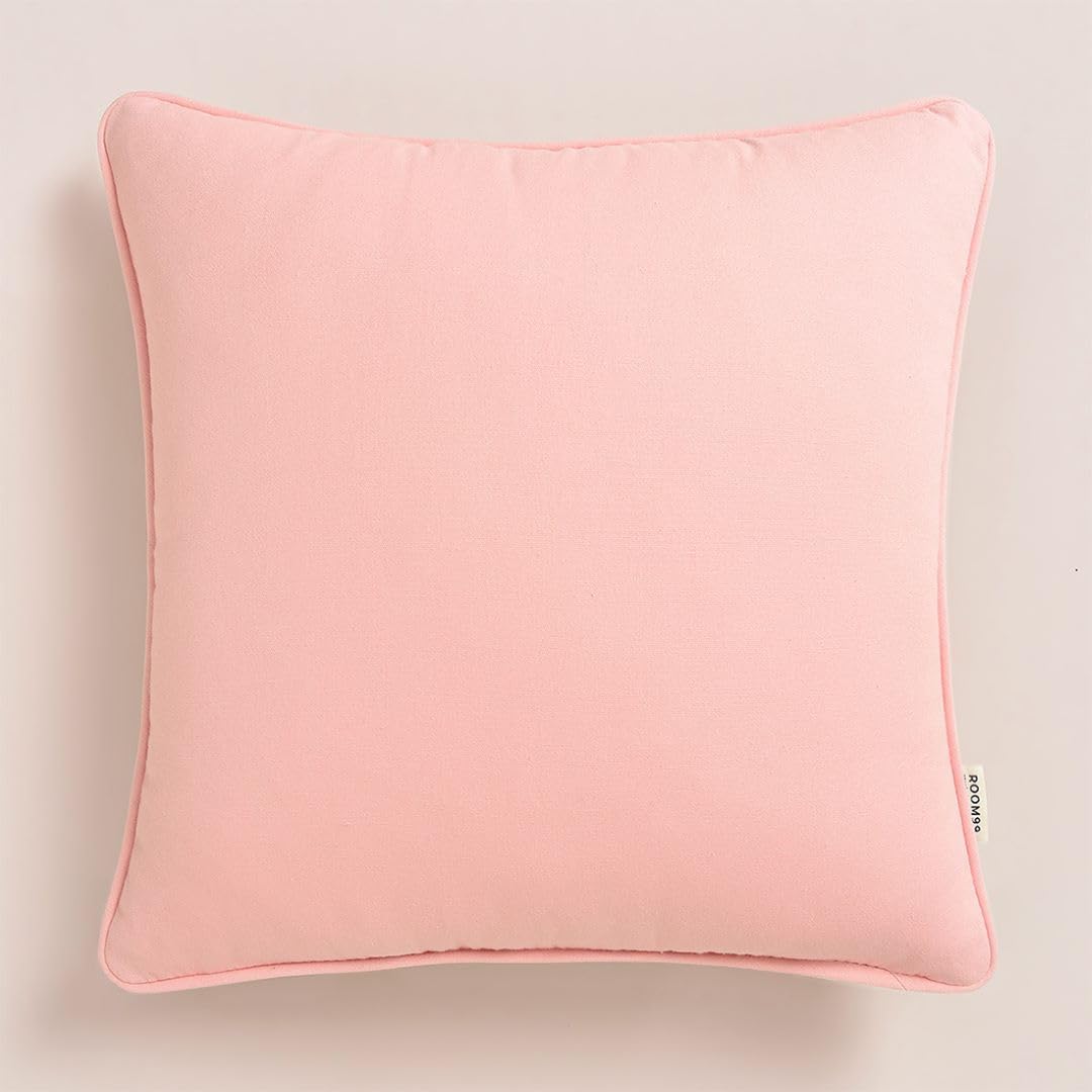 ROOM99 Pure Decorative Cushion Cover, Throw Cushion Cover, Aesthetic, Modern, Bedroom, Living Room Decor, Powder Pink, 40 x 40 cm, Pack of 1
