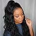 Helene Glueless Lace Front Wigs Long Natural Water Wave Swiss Natural Black Synthetic Lace Front Wig Natural Hairline Heat Resistant Fiber Lace Wigs For Women (24Inch Black Color)