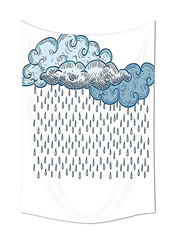 ajnxcid Farmhouse Decor Tapestry Funk Style Cute Cloud Forms Made with Spiral Lines Twister Cyclone Drawing Print Wall Hanging for Bedroom Living Room Dorm Blue