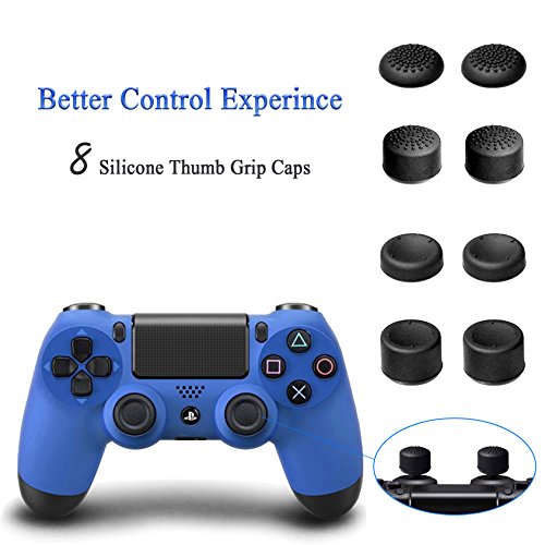 ADVcer PS4 Pro Vertical Stand with Dual Cooling Fan, Dual Controller Charging Station and 3 Extra USB Port for Playstation 4 Game Console, PS4 DualShock 4 Gamepad + 8 Controller Thumb Grip Cover Caps