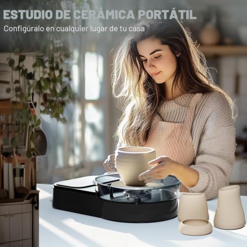 Innofans Electric Ceramic Lathe for Beginners and Professionals – Complete Ceramic Kit for Home with 1 kg Clay, 0-200 RPM and Accessories, Pottery Machine for DIY Projects