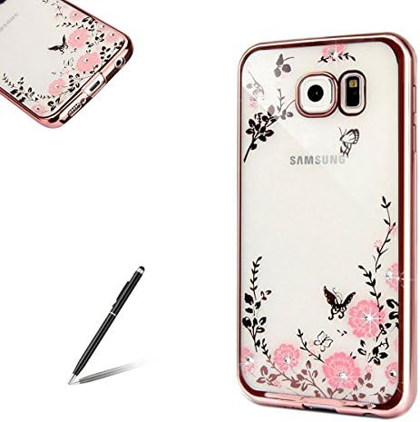 Samsung Galaxy S7 Case,Feeltech Bling Glitter Soft Ultra Slim TPU Gel Rubber Clear Luxury Crystal Sparkle Protective Shell for Samsung Galaxy S7-Rose Gold Bumper Pink Henna