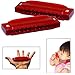 Toy Cubby 10 Holes Red Color Translucent Harmonica - 4 Inches