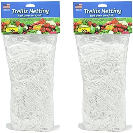 HiHydro Trellis Netting Heavy-Duty Nylon Tangle-Free White Garden Net for Climbing, Fruits, Vegetables and Flowers (2-Pack 5'x60')