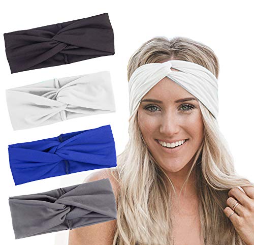 RIOSO Turban Headbands for Women Twisted Boho Headwrap Yoga Workout Sport Thick Head Bands