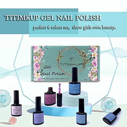TITIMKUP Gel Nail Polish Set - Summer Purple Mist Color Gel Polish Kit, Soak Off UV LED Nail Gel Polish Set, 8ml Each Bottle, Nail Lamp Required, Holiday\'s Party Decorations Nail Art Gifts Box Set