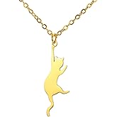 PDOUSELF Funny Cat Pendant Necklace for Women Stainless Steel Cute Kitty Jewelry Gift for Cat Lover