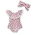 Cute Adorable Floral Romper Baby Girls Sleeveless Tassel Romper One-Pieces +Headband Sunsuit Outfit Clothes (0-3 Months, Pink Dots)