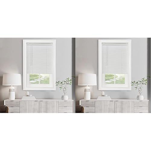 Cordless Light Filtering Mini Blind Bundle - 30 & 31 Inch Widths, 64 Inch Length, 1" Slat Size - Pearl White - Horizontal Windows Blinds for Interior by Achim Home Decor