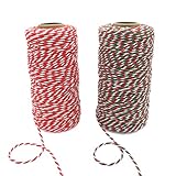 Cualfec 2 Roll Christmas Twine Cotton Strings for Baking, Christmas Gift Wrapping, Ornaments Hanging, DIY Banner / Signs at Home and Crafts Making - 656 feet / 200 m Totally